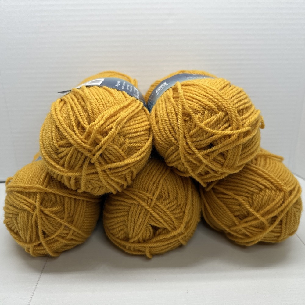 5 Skeins Gold Color 460 Encore Plymouth‎ Yarn Made Turkey 200 yards Acrylic/Wool